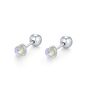 Sterling Silver Moonstone 18 G Screw Back Stud Earrings, thumbnail 8 of 12