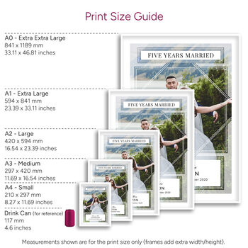 Five Years Together Couples Photo Print Personalised Anniversary Gift, 5 of 5