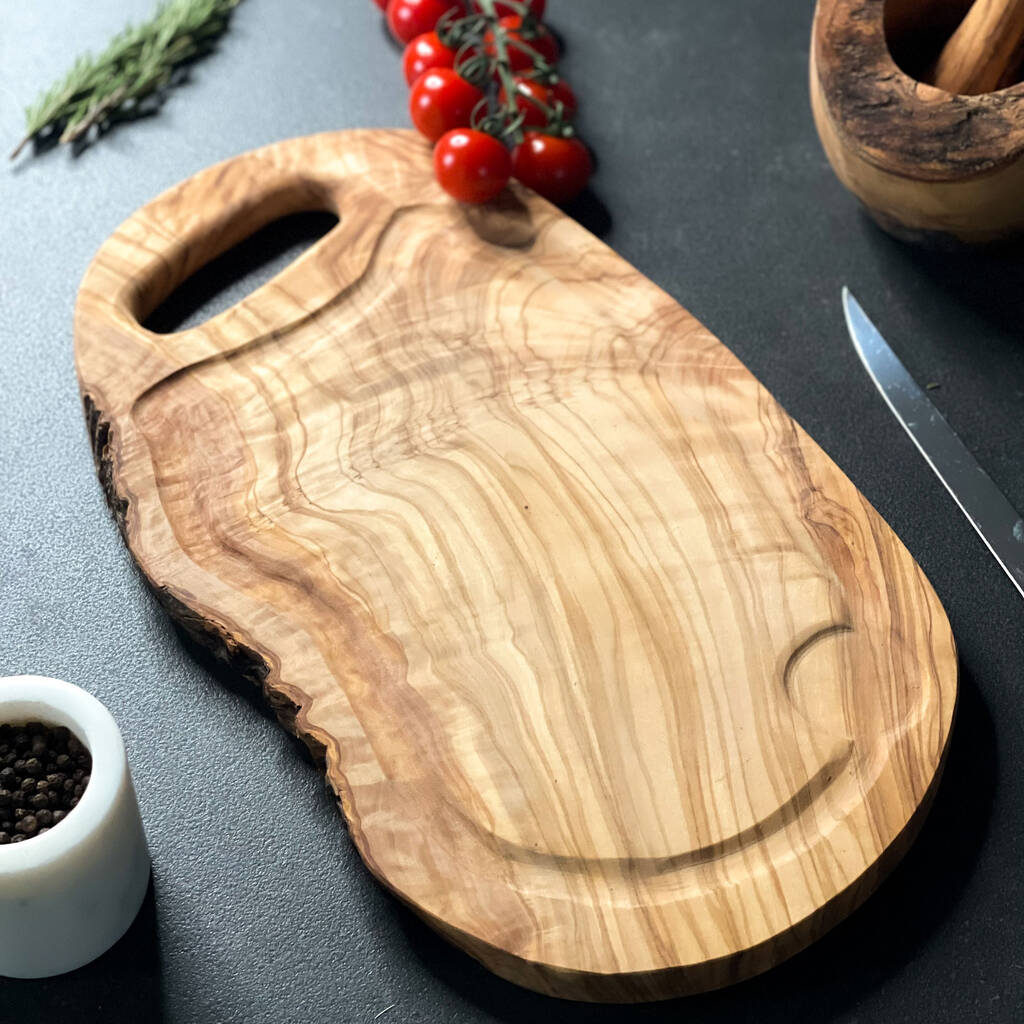 Olive Wood Carving Board With Jus Groove Two Sizes By The Rustic Dish® 