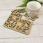 Wooden Jigsaw Birdhouse Coasters Set Of Four, thumbnail 3 of 3