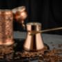 Handmade Copper Coffee Making Set – Solid Copper Pot, Hand Engraved Copper Jar And Brass Spoon, Tin Lined Inside, thumbnail 3 of 4