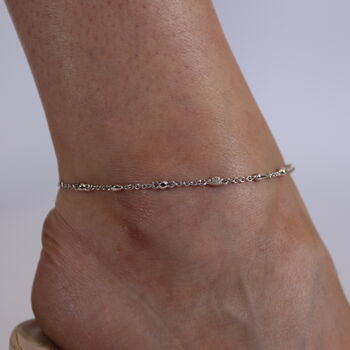 Skinny Drip Anklet With White Topaz, 2 of 3