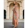 'Teagan' Pink, Orange And Cream Floral Tile Print Batwing Dress, thumbnail 1 of 5
