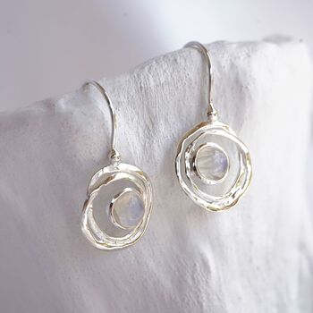 Sterling Silver Drop Earrings With Rainbow Moonstone, 3 of 8