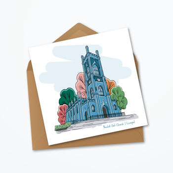 Personalised Bombed Out Church Card, Liverpool Skyline, 3 of 4