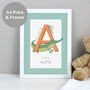 Personalised Animal Alphabet A4 White Framed Print, thumbnail 1 of 12