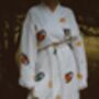 Long Organic Cotton Robe: White With Multi Coloured Mini Eye, thumbnail 3 of 7
