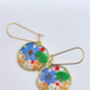 Dried Flowers Round Danggling Earrings Small Hand Made, thumbnail 4 of 9