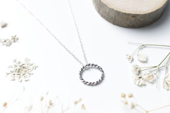 Halo Twisted Rope Sterling Silver Necklace, 2 of 6