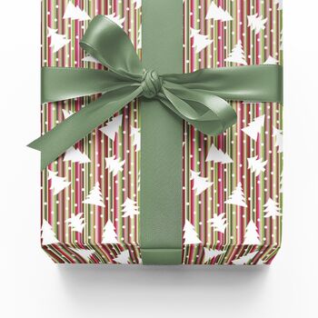 Luxury Striped Christmas Tree Gift Wrapping Paper, Superior Thickness, 4 of 9