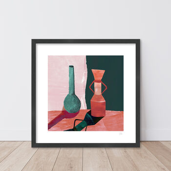Teal And Terracotta Ceramic Vases Print, 6 of 7