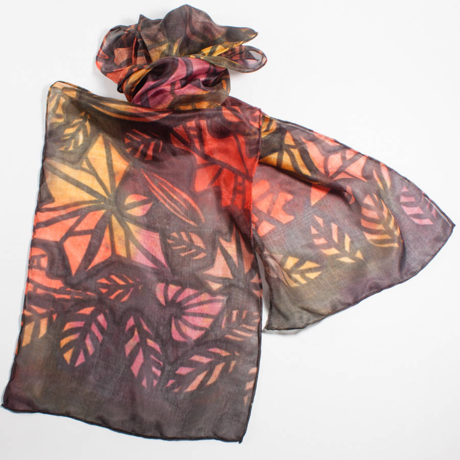 Leaf Silk Scarf By Joanne Eddon (hand painted silk ...