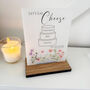 Floral Personalised Cheese Cake Sign Opaque Acrylic Wedding And Party, thumbnail 4 of 5
