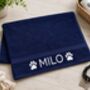 Personalised Pet Towel With Name And Paw Prints, thumbnail 2 of 5