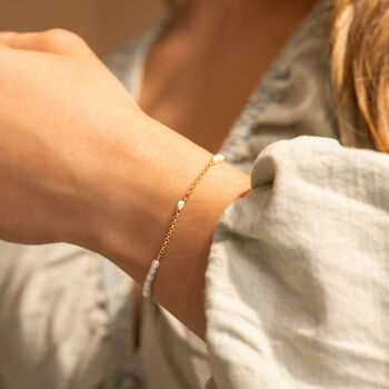 Sterling Silver Anja Split Personalised Pearl Bracelet, 2 of 10