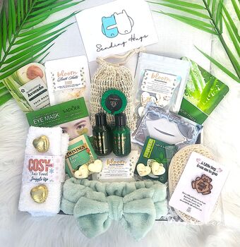 Relaxing Green Pamper Hamper ,Get Well Soon Spa Self Care Gift Box, 3 of 12