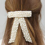 Cream Velvet And Pearl Hair Bow, thumbnail 1 of 7