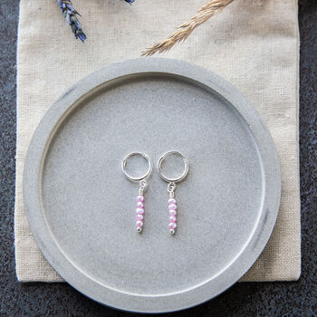 Soft Pink Mini Pearl Hoop Earrings, 2 of 5