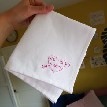 Personalised Love Heart Hand Embroidered Handkerchief, 6 of 11