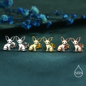 Sterling Silver Fennec Fox Stud Earrings, 3 of 12