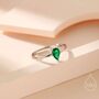 Sterling Silver Created Green Emerald Droplet Ring, thumbnail 1 of 11