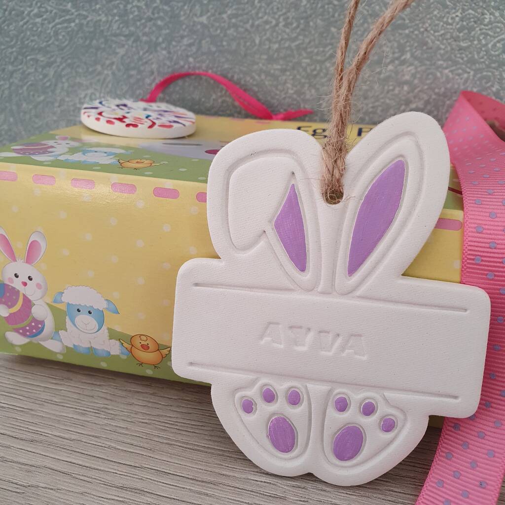 Easter Bunny Decoration With Personalised Name Banner, 1 of 6