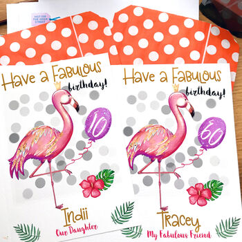 Personalised Flamingo Age Birthday Card, 7 of 8