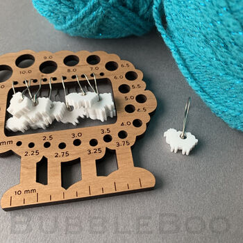 Knitting Needle Gauge With Stitch Markers, 6 of 8