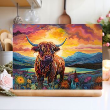 Highland Cow Textured Glass Chopping Board, 3 of 8