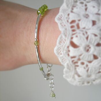 Peridot Hammered Silver Bracelet, 3 of 6