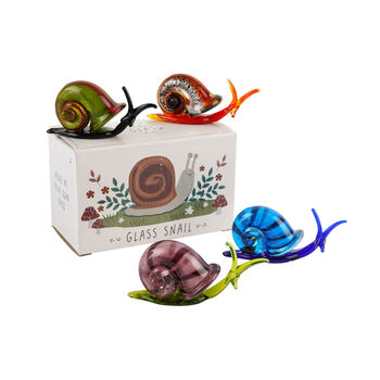Set Of Four Hand Blown Glass Snail Ornaments | Gift Boxed | Decoration | Collectable | Gift For Home, 2 of 3