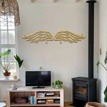 Heavenly Wings Wooden Wall Art Angelic Feathered Decor, 5 of 8
