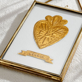 Personalised Brass Embossed Sacred Heart Framed Art, 3 of 4
