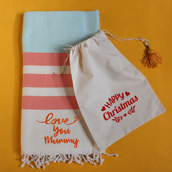 Personalised Natural Cotton Throw, Beach Towel, 2 of 12
