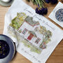 Personalised Holiday Photo Tea Towel In Watercolour, thumbnail 1 of 4