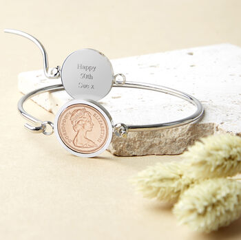 50th Birthday 1976 Halfpenny Coin Bracelet, 3 of 10