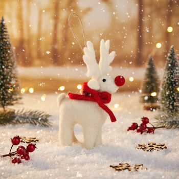 Handmade Fairtrade Felt Christmas Rudolph Decoration, 10 of 11