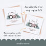 Personalised Tractor Birthday Card Pink, thumbnail 2 of 6