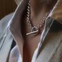 Heavy Weight Chunky Silver T Bar Necklace, thumbnail 4 of 5