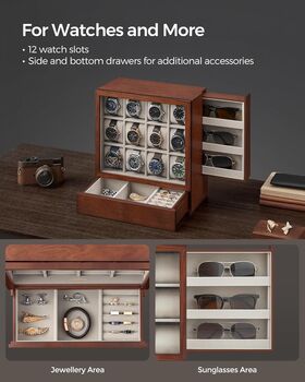 Twelve Slot Wooden Watch Box Display Case, 3 of 7