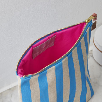 Deckchair Blue Striped Linen Wash Bag, 2 of 3