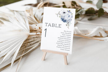 Wedding Seating Plan Cards Winter Blue Florals, 4 of 7