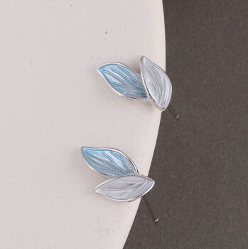 'Bloom And Grow' Sterling Silver Painted Leaf Earrings, 6 of 7