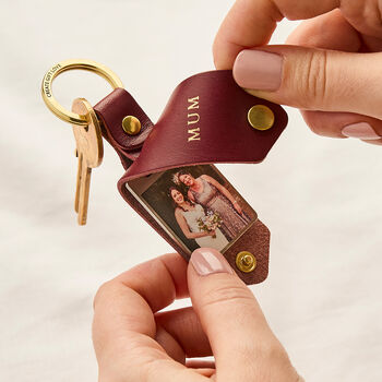 Personalised Leather Photo Keyring Gift For Her, 2 of 9