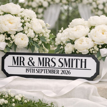 Personalised Small Wedding Road Sign Mr Mrs Couples Name Date Wall Plaque, 4 of 4