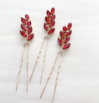 Vibrant Red Crystal Hair Pins, 7 of 7