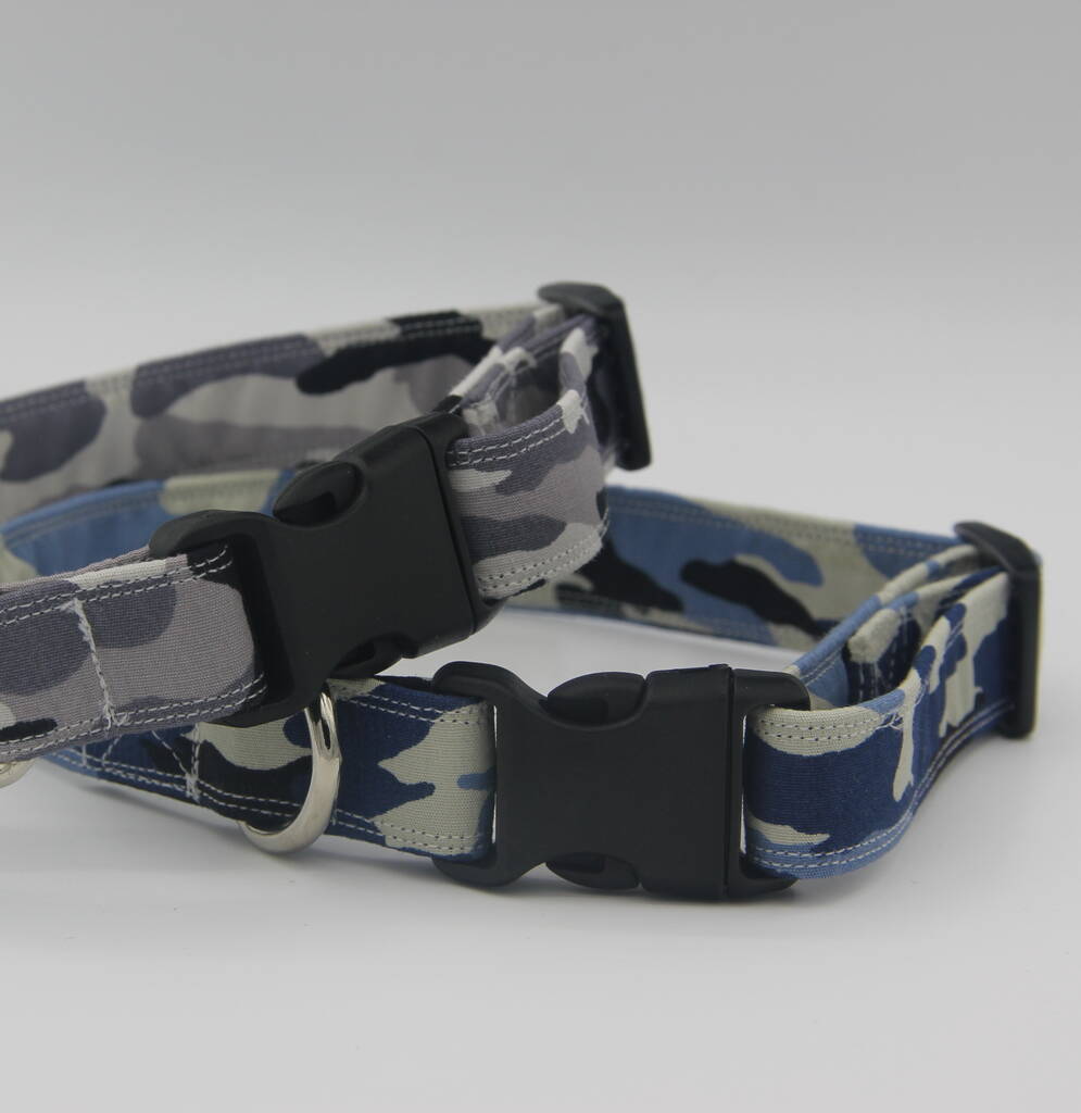 Blue Camouflage Dog Collar By Muddy Paws Accessories