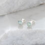 Birthstone Stud Earrings March: Aqua And Silver, thumbnail 1 of 4