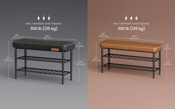 Shoe Bench Synthetic Leather Shoe Rack Bench Entryway, 2 of 8