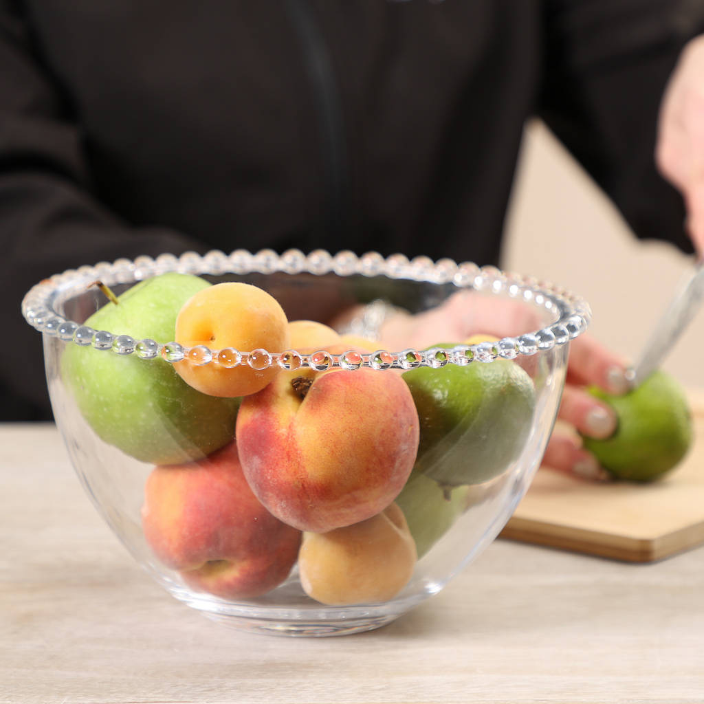 glass beaded edge fruit bowl by dibor